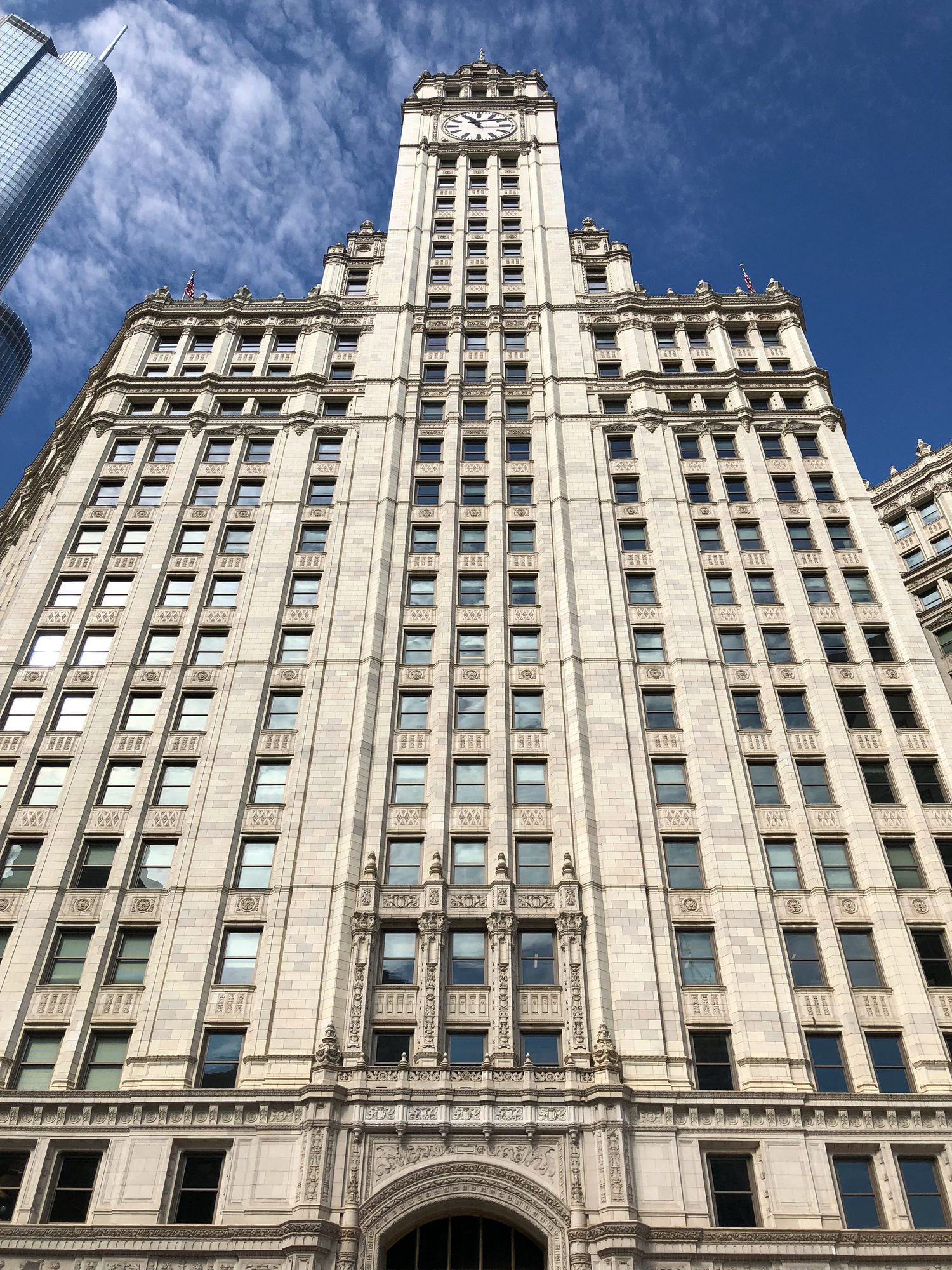 The Wrigley building on the river walk.