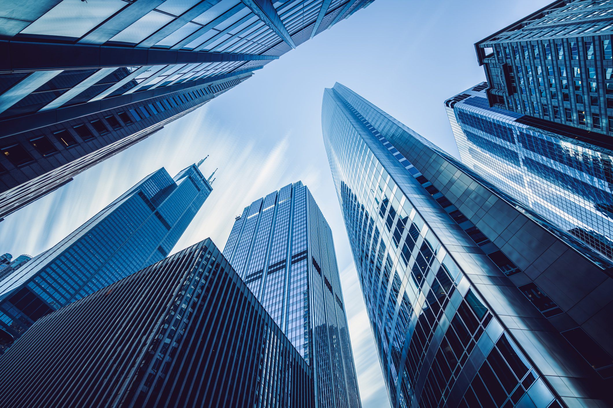 Low Angle View of Skyscrapers in Chicago